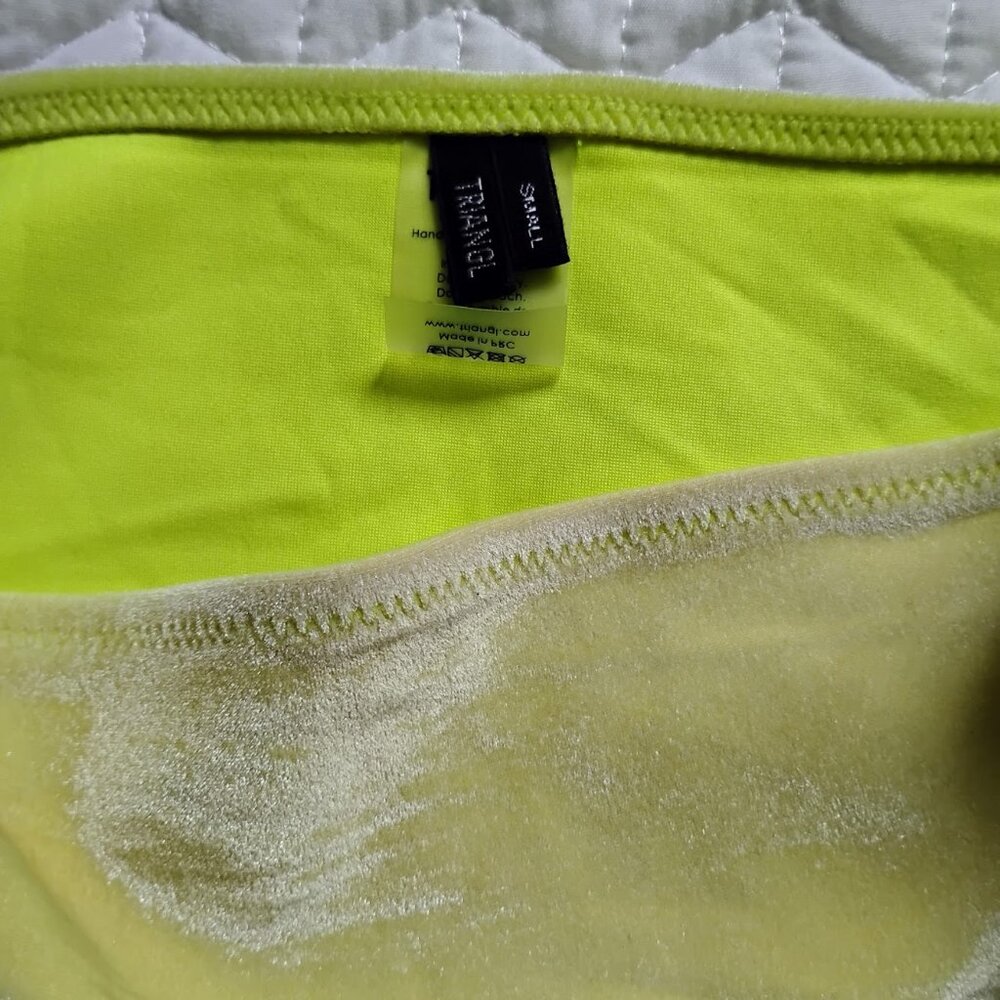 Bundle of 3 Triangl Women's Yellow Bikini Set Size Small with Navy Thong Bottom - Picture 3 of 9